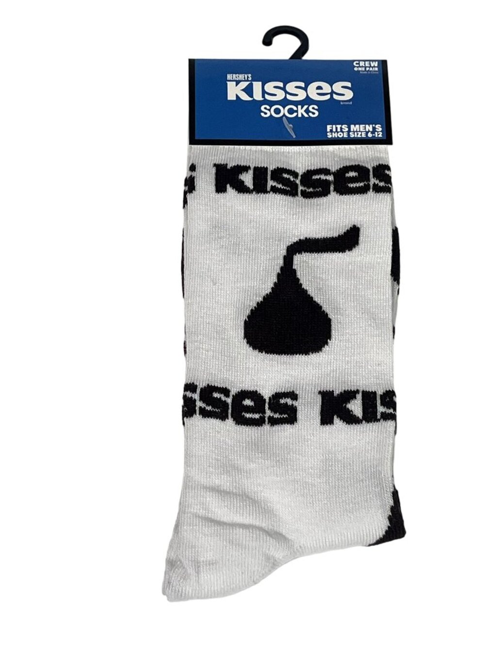 Men's Kisses Candy Crew Socks Novelty Gift White Black Size 6-12